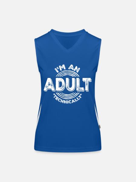 I'm an Adult Technically technisch Erwachsen Witz - Funktionelles Kontrast-Tank Top für Frauen - Royal/Weiß - Vorne