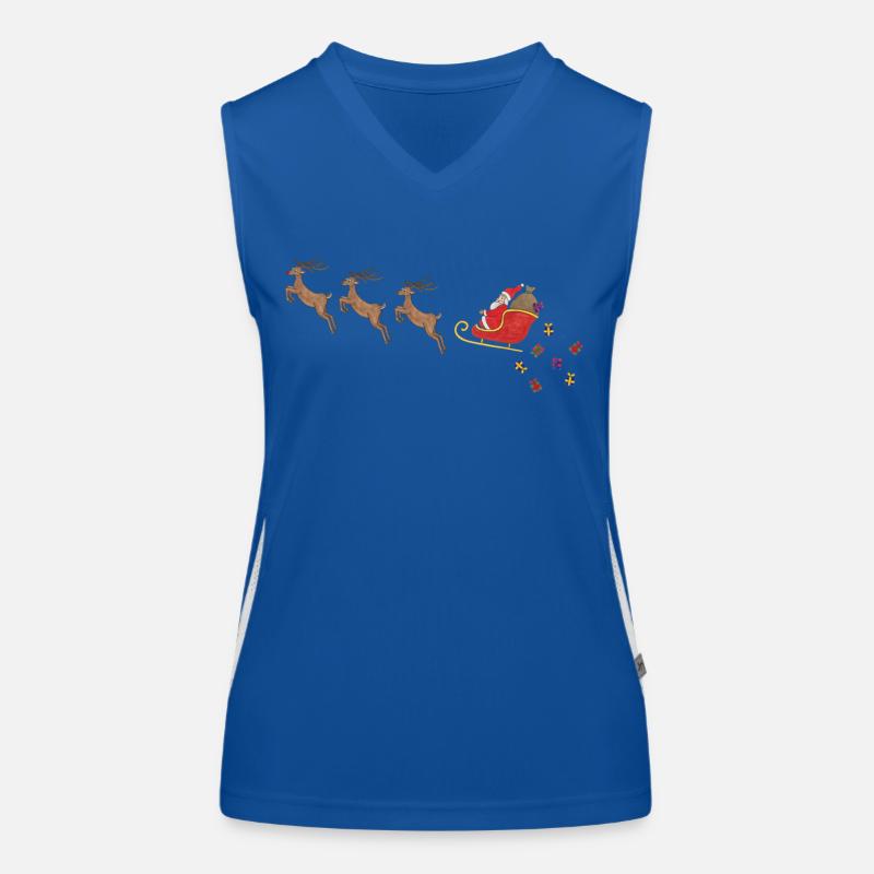 Weihnachtsman Schlitten Rudolph Rentier Geschenke Funktionelles Kontrast-Tank Top für Frauen