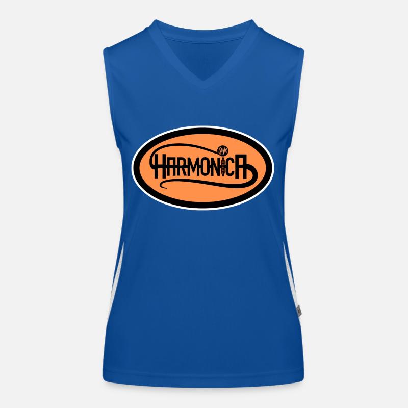 Harmonica Logo Style white edge for harmonica player Women's Functional Contrast Tank Top