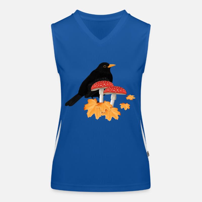 Blackbird Autumn Bird Birdwatcher Halloween Women's Functional Contrast Tank Top