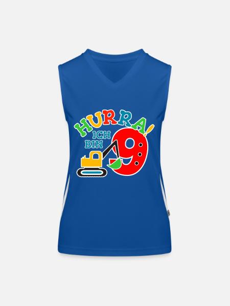 9. Geburstag Bagger - Funktionelles Kontrast-Tank Top für Frauen - Royal/Weiß - Vorne