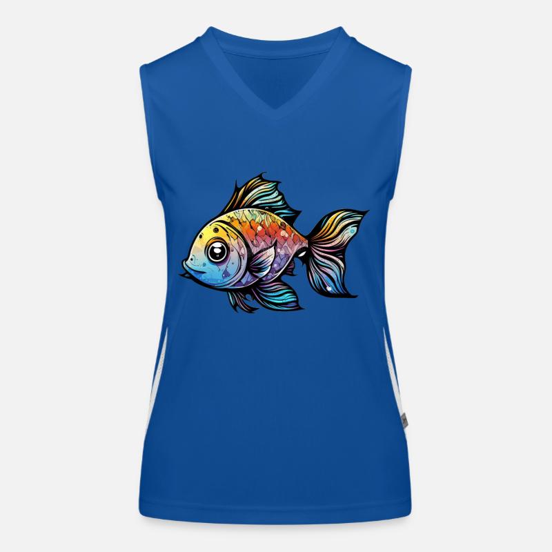 Dessin arc-en-ciel de poisson Débardeur respirant contrasté Femme
