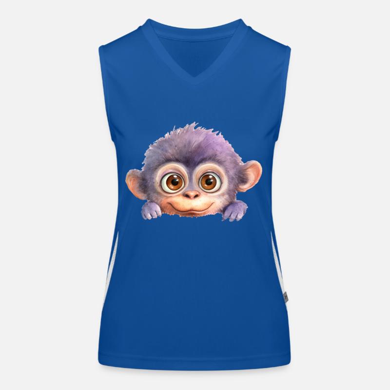 Monkey Drawing Watercolor Women's Functional Contrast Tank Top