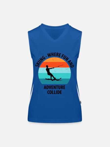 Water skis, water skis, water skiers - Women's Functional Contrast Tank Top - royal/white - Front