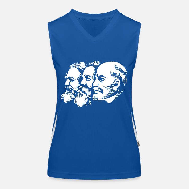 marx engels lenin köpfe statuen Kommunismus Sichel Funktionelles Kontrast-Tank Top für Frauen