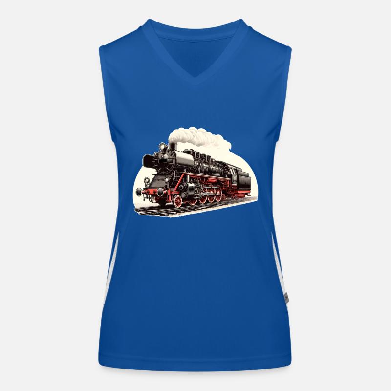 Illustration einer klassischen Dampflok Funktionelles Kontrast-Tank Top für Frauen