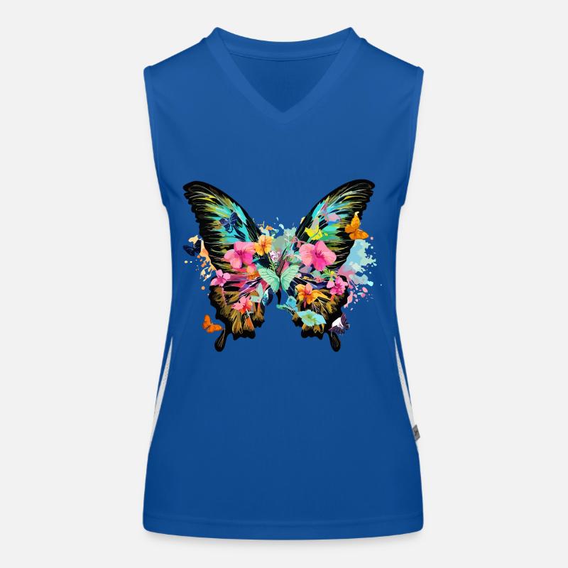papillon,coloré,fleurs,graffiti Débardeur respirant contrasté Femme