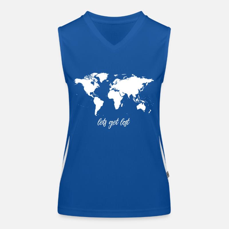 Lets Get Lost Worldmap Women's Functional Contrast Tank Top
