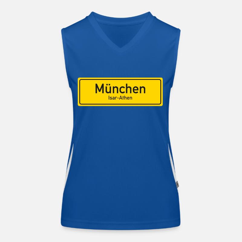 Münchner Ortsschild Deutschland Funktionelles Kontrast-Tank Top für Frauen