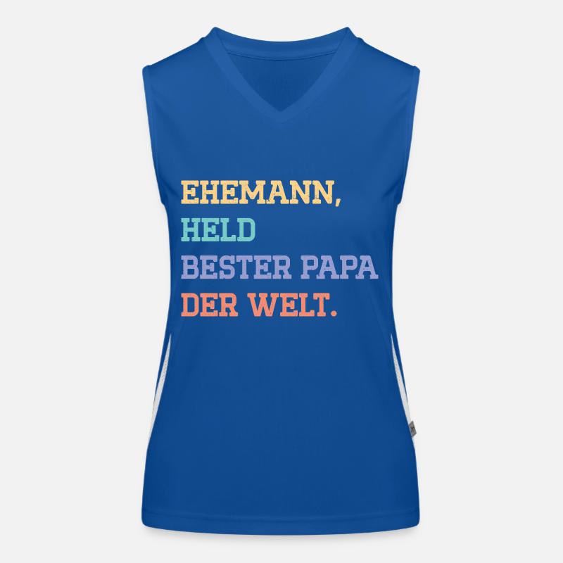 EHEMANN, HELD, BESTER VATER DER WELT. Funktionelles Kontrast-Tank Top für Frauen