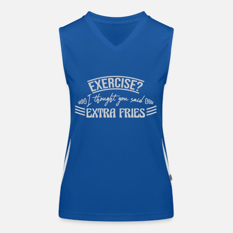 Exercise Extra Fries Quote Women's Functional Contrast Tank Top