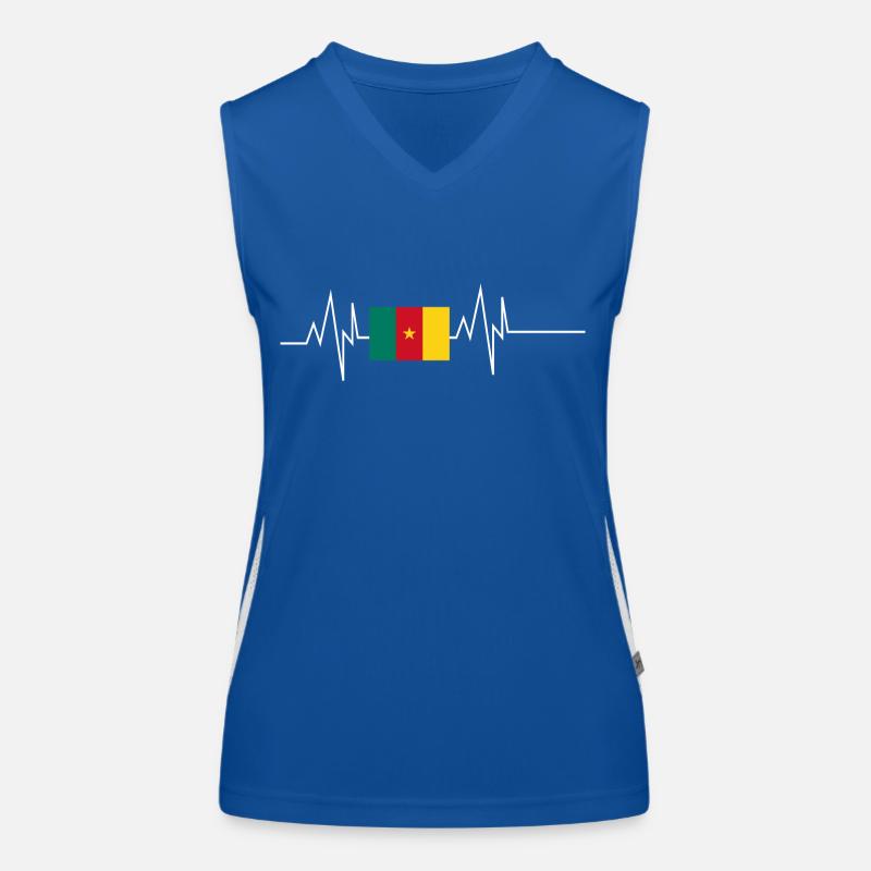 Battement de cœur du drapeau du Cameroun Débardeur respirant contrasté Femme