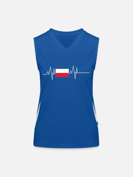 Drapeau de la Pologne Battement de cœur - Débardeur respirant contrasté Femme - bleu/blanc - Devant