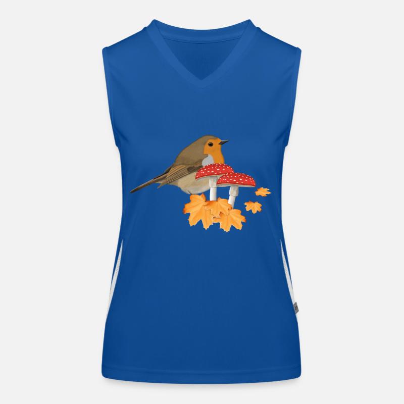 Rotkehlchen Herbst Vogel Vogelbeobachter Halloween Funktionelles Kontrast-Tank Top für Frauen