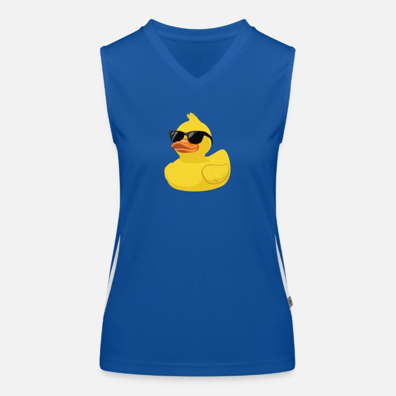 Rubber duck with sunglasses, Cool duck Women's Functional Contrast Tank Top