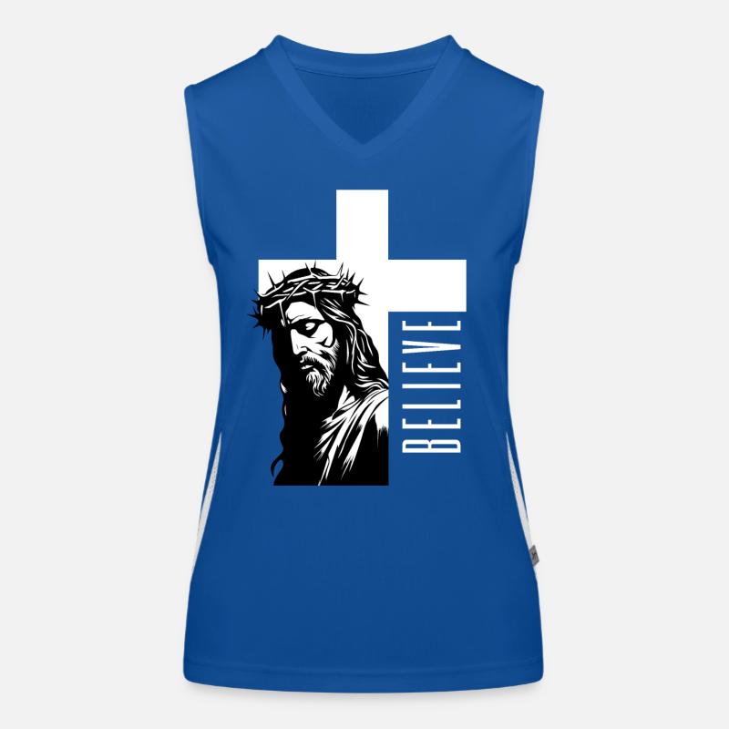 Jésus - Croire : une conception de foi forte Débardeur respirant contrasté Femme