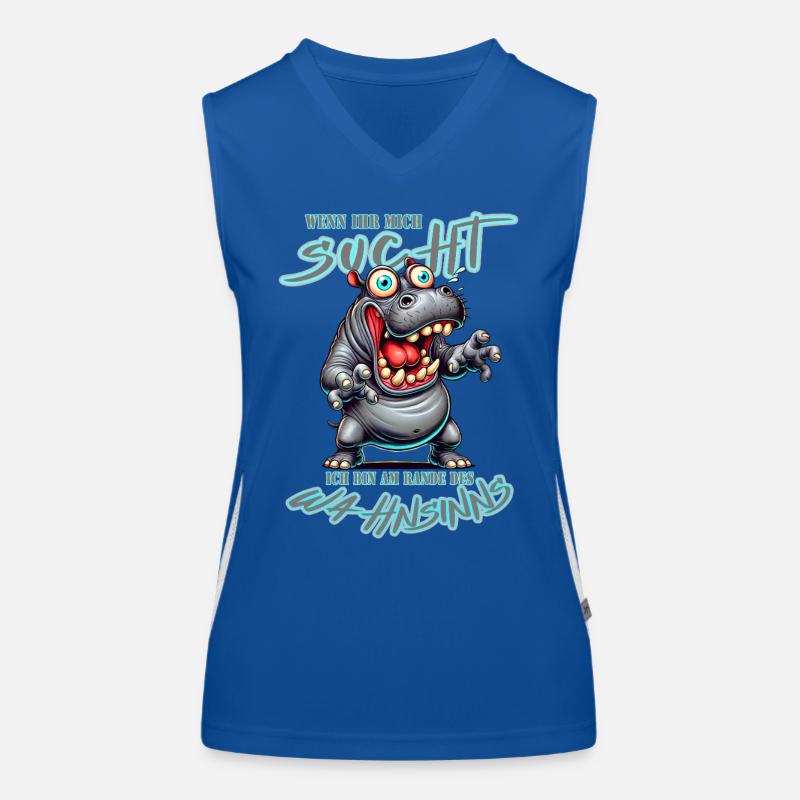 Crazy Nilpferd am Rande des Wahnsinns Comic Stil Funktionelles Kontrast-Tank Top für Frauen