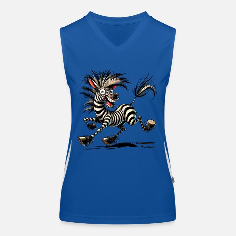 Verrücktes Zebra Comic Stil lustiges Tiermotiv Funktionelles Kontrast-Tank Top für Frauen