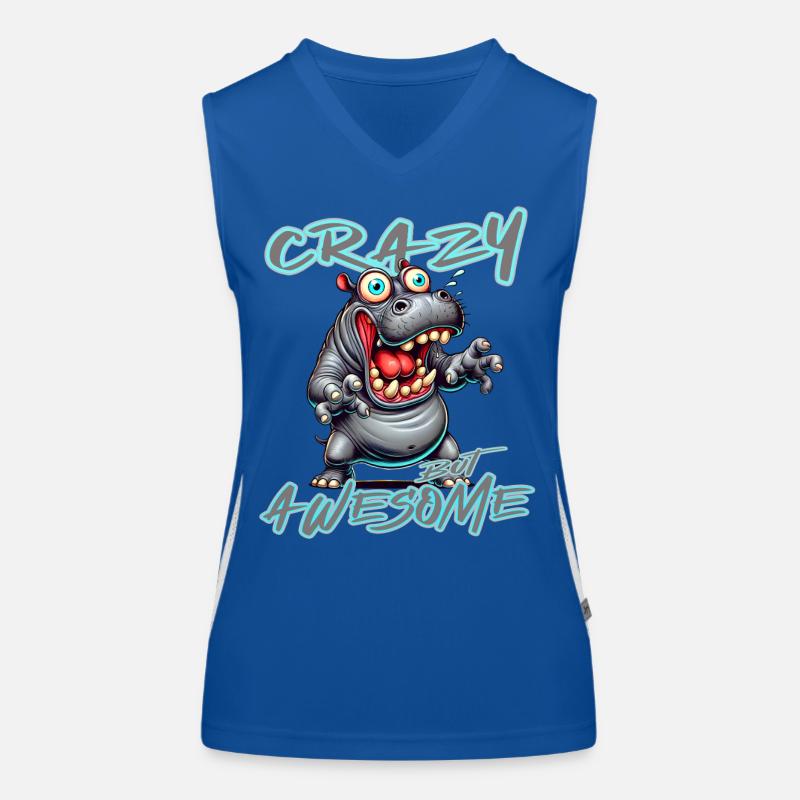 Crazy but Awesome Nilpferd Comic Stil Funktionelles Kontrast-Tank Top für Frauen