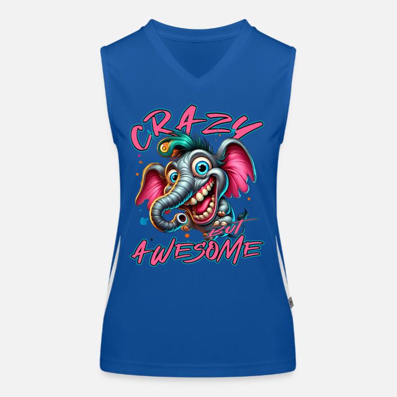 Crazy but Awesome Elefant Comic Stil Funktionelles Kontrast-Tank Top für Frauen