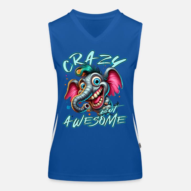 Crazy but Awesome Elefant Comic Stil Funktionelles Kontrast-Tank Top für Frauen