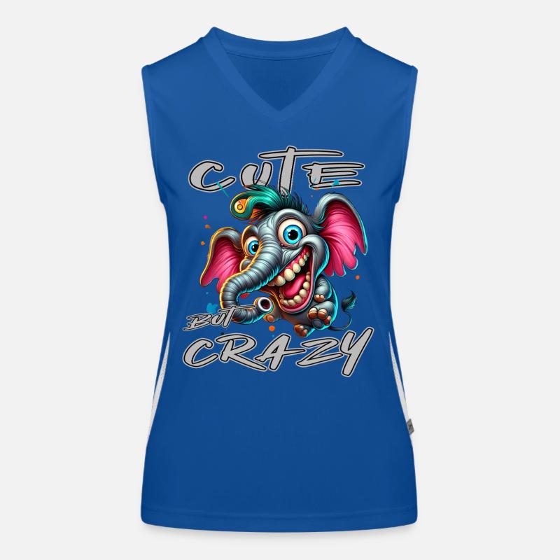 Cute but Crazy Elefant Comic Stil Funktionelles Kontrast-Tank Top für Frauen