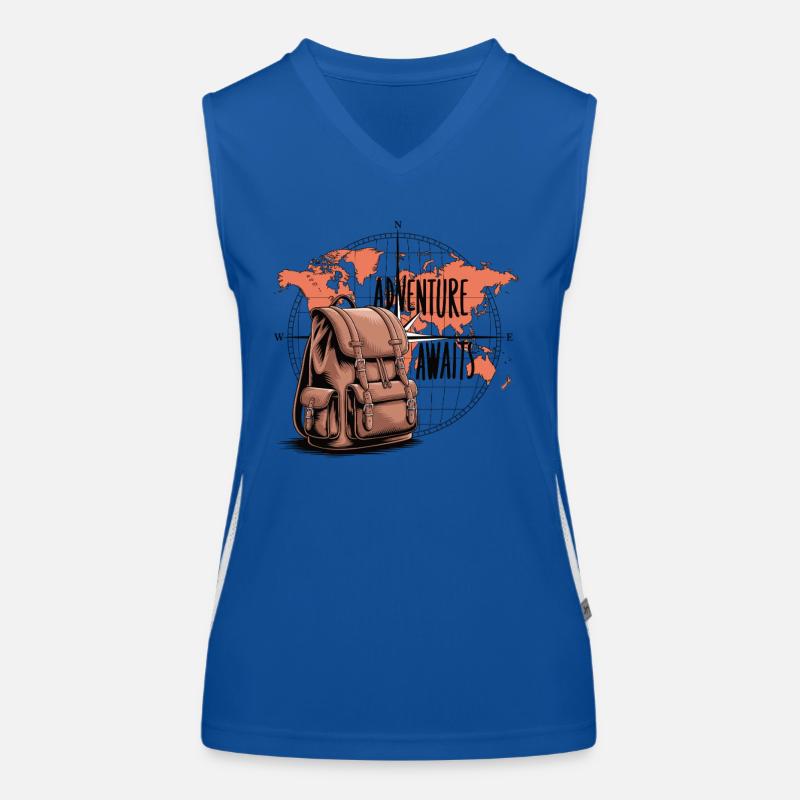Adventure Awaits – Compass & Backpack Women's Functional Contrast Tank Top