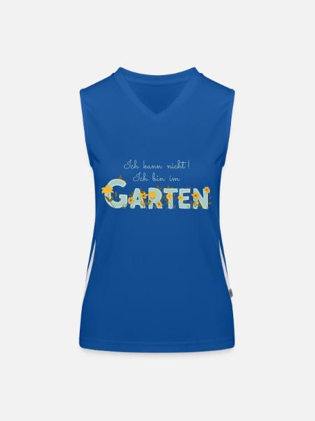 Ich kann nicht ich bin im Garten - Gartenarbeit - Funktionelles Kontrast-Tank Top für Frauen - Royal/Weiß - Vorne