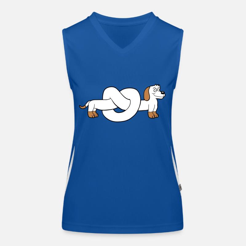 Hund Dackel Brezel Form Knoten Langer Körper Comic Funktionelles Kontrast-Tank Top für Frauen