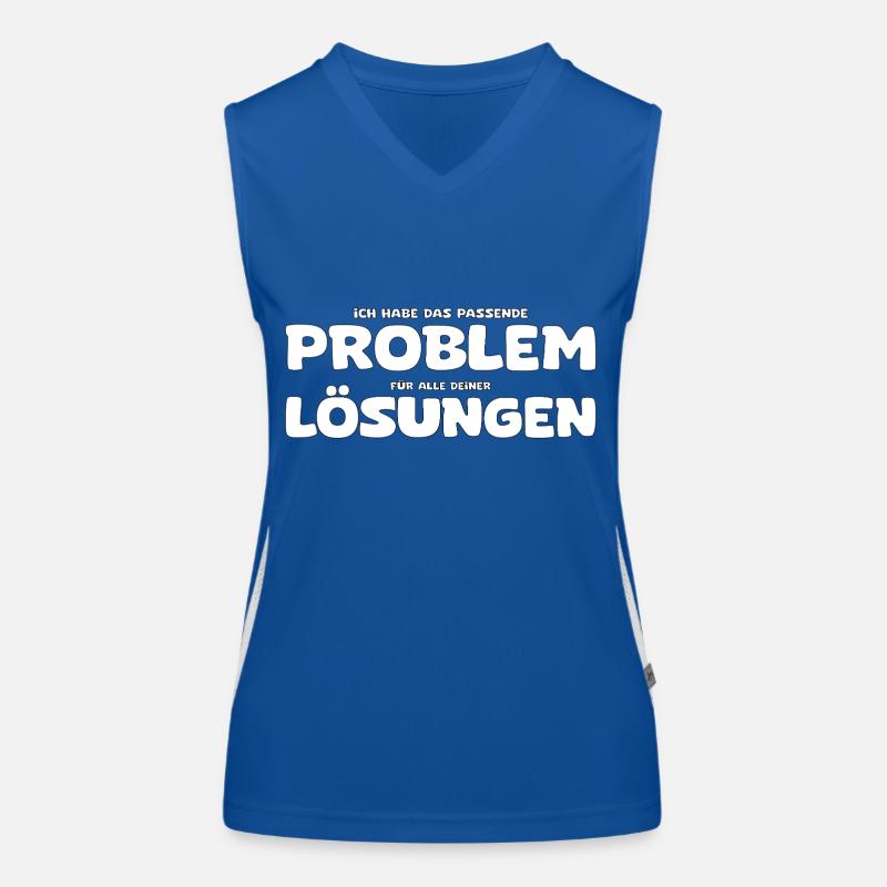 Funny Problem and Solution Saying Women's Functional Contrast Tank Top