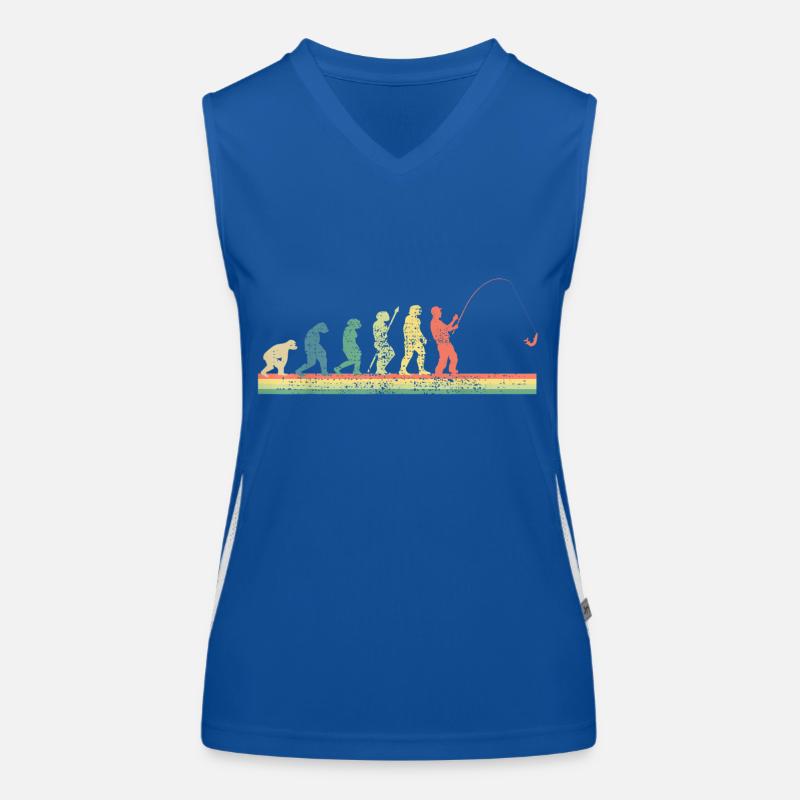 Angler Fischen Evolution Geschenk Fischer Retro Funktionelles Kontrast-Tank Top für Frauen