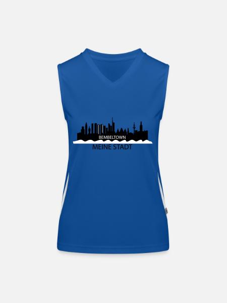 MyCity #FrankfurtamMain #069 - Débardeur respirant contrasté Femme - bleu/blanc - Devant