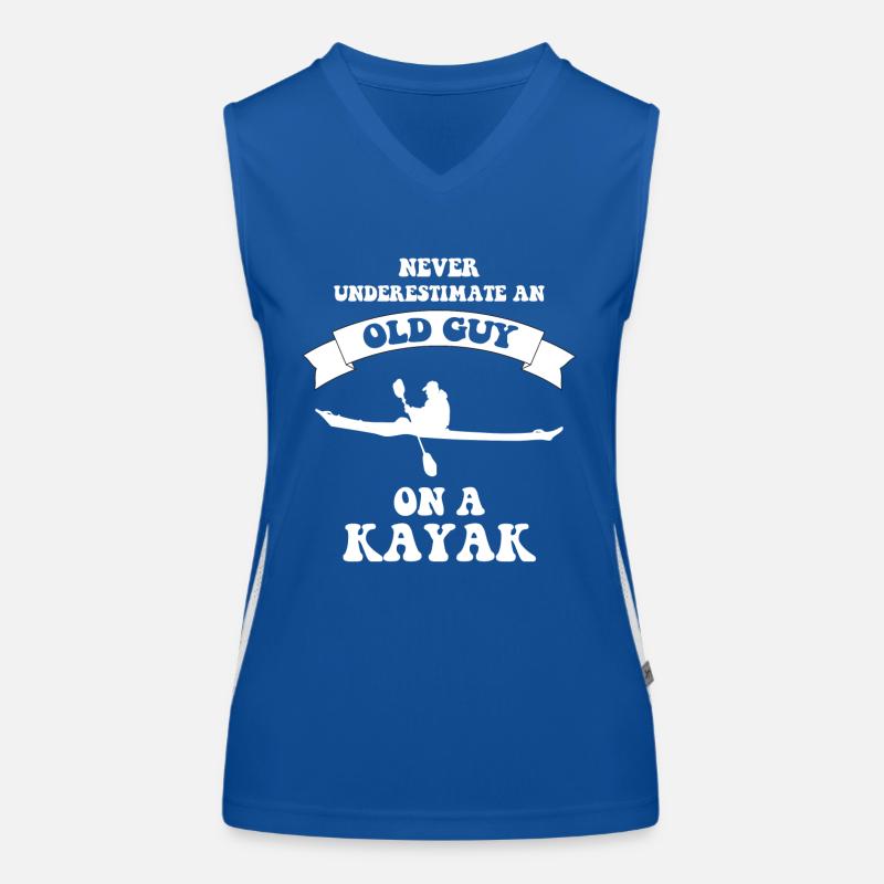 old guy on a kayak - Women's Functional Contrast Tank Top - royal/white