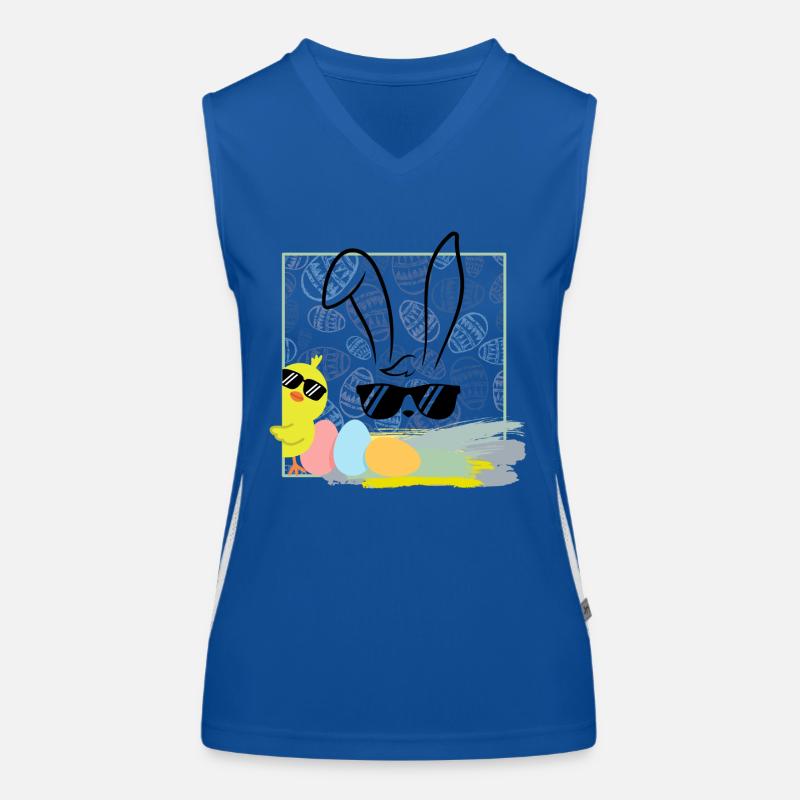 cool easter bunny with sunglasses easter easter eggs Women's Functional Contrast Tank Top
