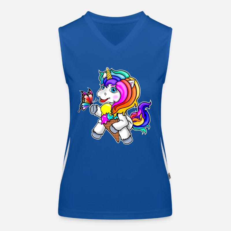 Licorne avec papillon et crème glacée Débardeur respirant contrasté Femme
