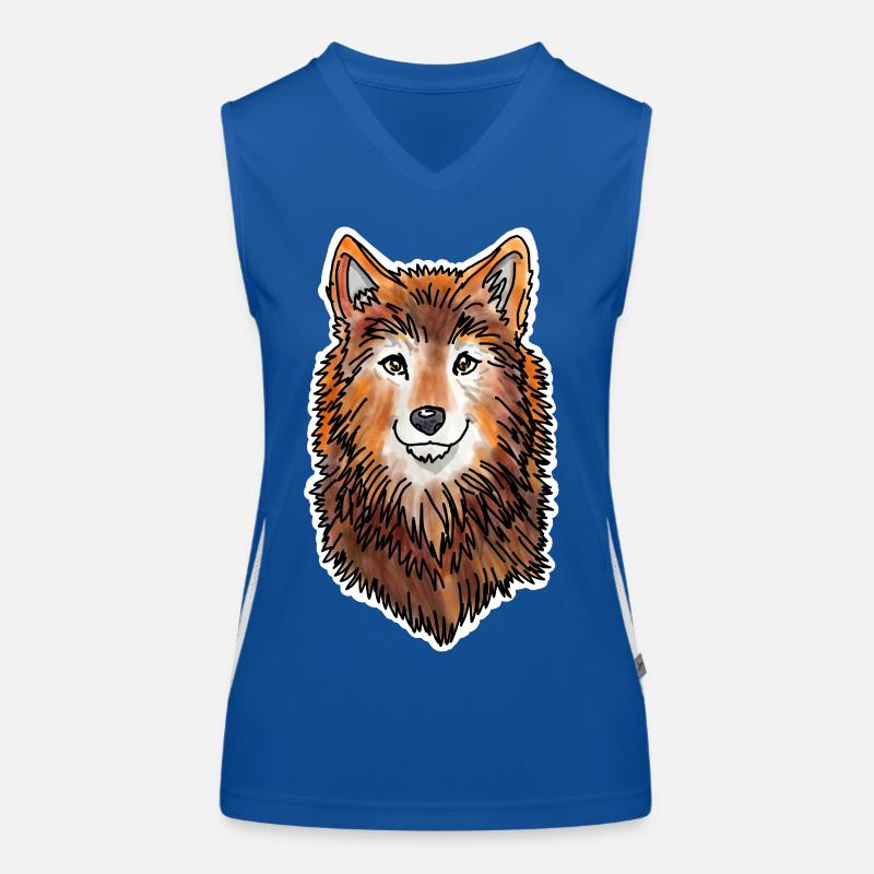 Wolf's Head (Brown Fur) Women's Functional Contrast Tank Top