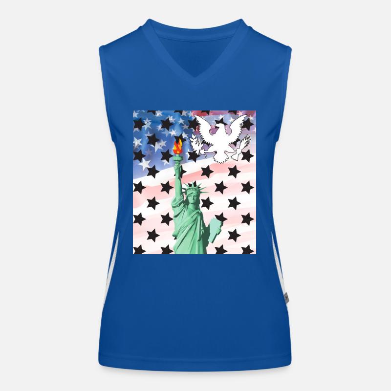 États-Unis, Statue de la Liberté Débardeur respirant contrasté Femme