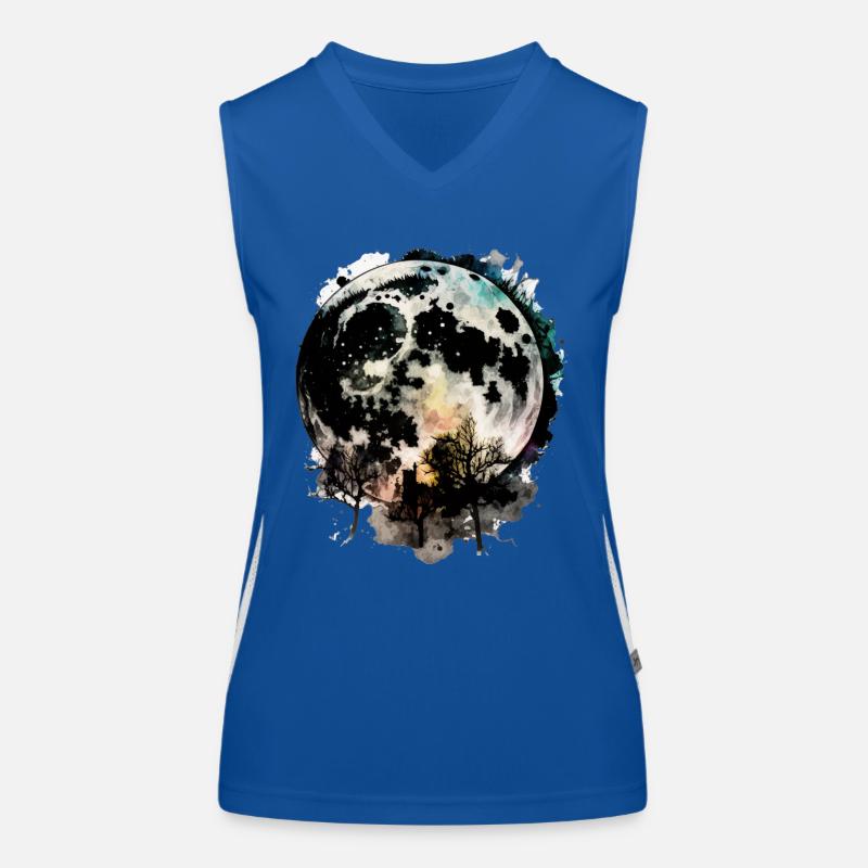 Moon Space Trees Women's Functional Contrast Tank Top