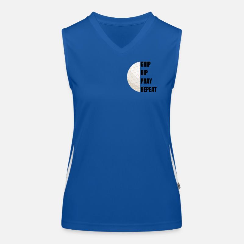 Grip Rip Pray Repeat – Golf Slogan Débardeur respirant contrasté Femme