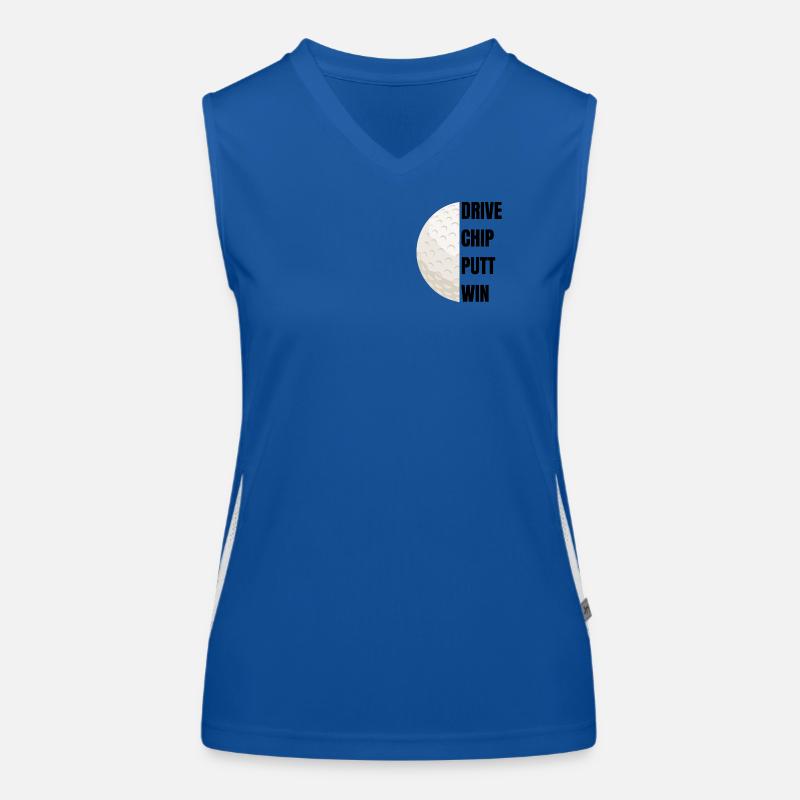Drive Chip Putt Win - Golfslogan Funktionelles Kontrast-Tank Top für Frauen