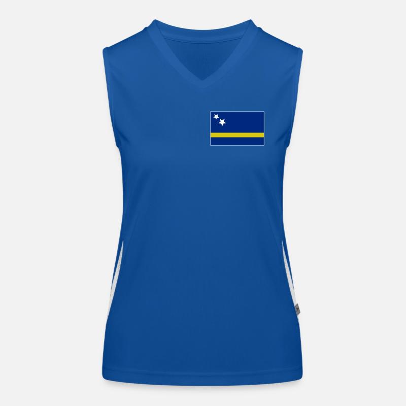 Curacao Flagge Funktionelles Kontrast-Tank Top für Frauen