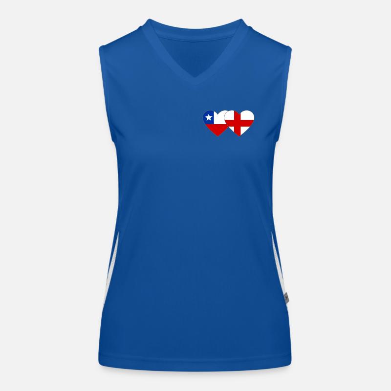 Cœur du drapeau du Chili Angleterre Débardeur respirant contrasté Femme
