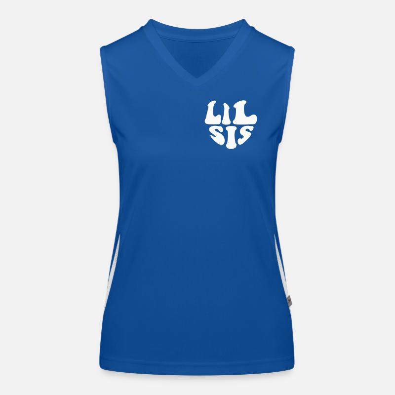 Lil Sis Herz-Logo – Schwester – Anpassbare Farbe Funktionelles Kontrast-Tank Top für Frauen