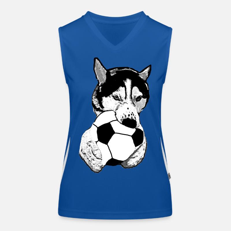 Husky mit Ball Funktionelles Kontrast-Tank Top für Frauen