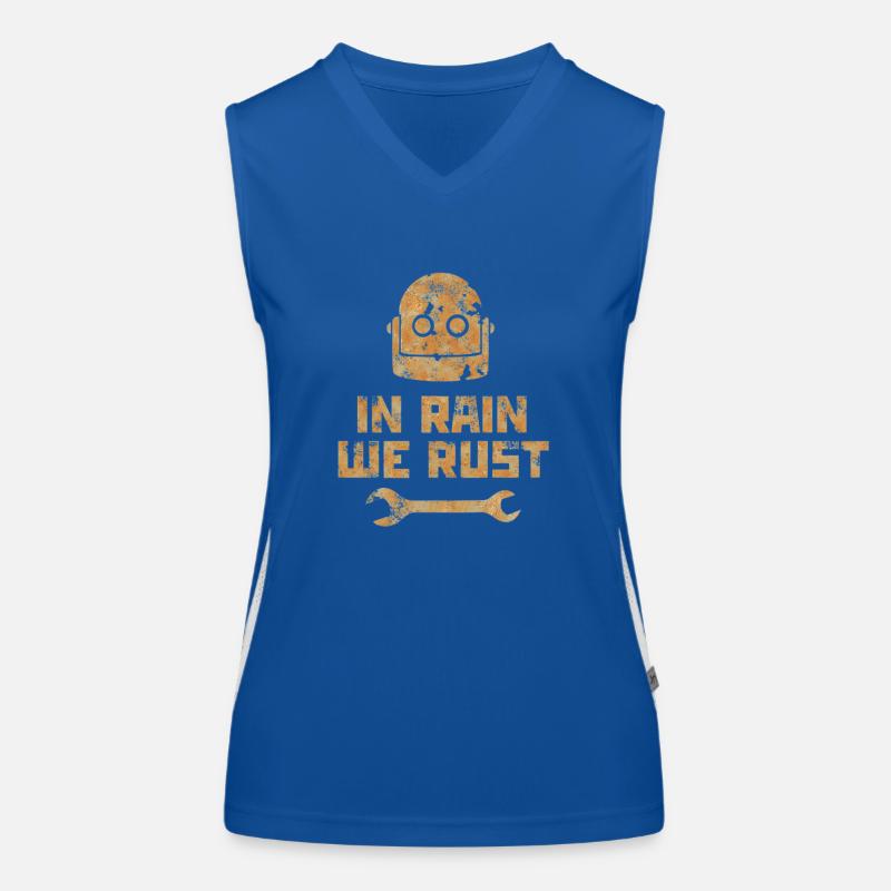 Robot, cyborg, machine - rusting in the rain Women's Functional Contrast Tank Top