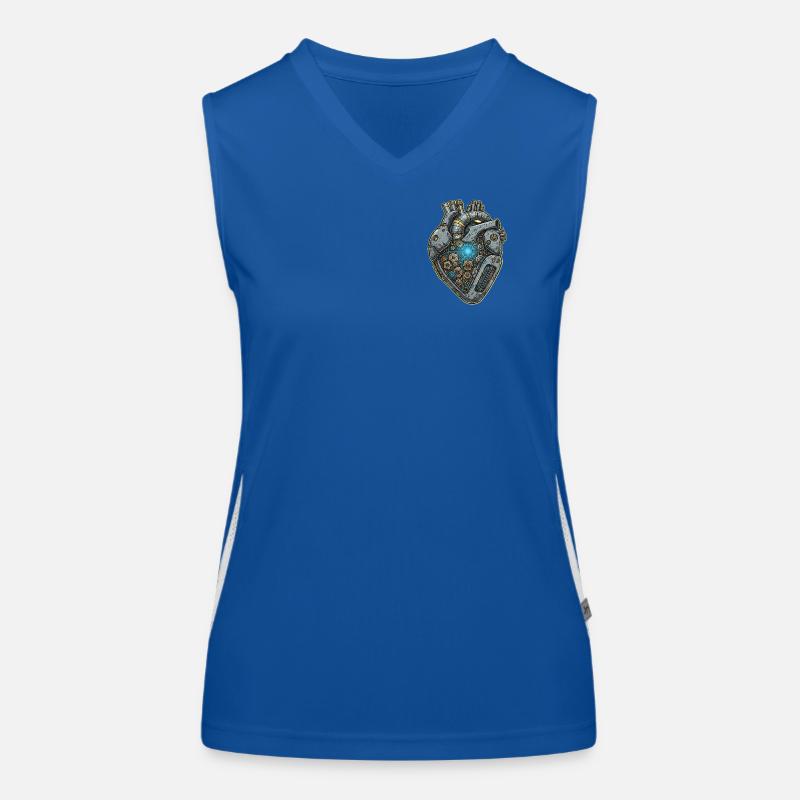 Mechanisches Herz mit Zahnrädern Funktionelles Kontrast-Tank Top für Frauen