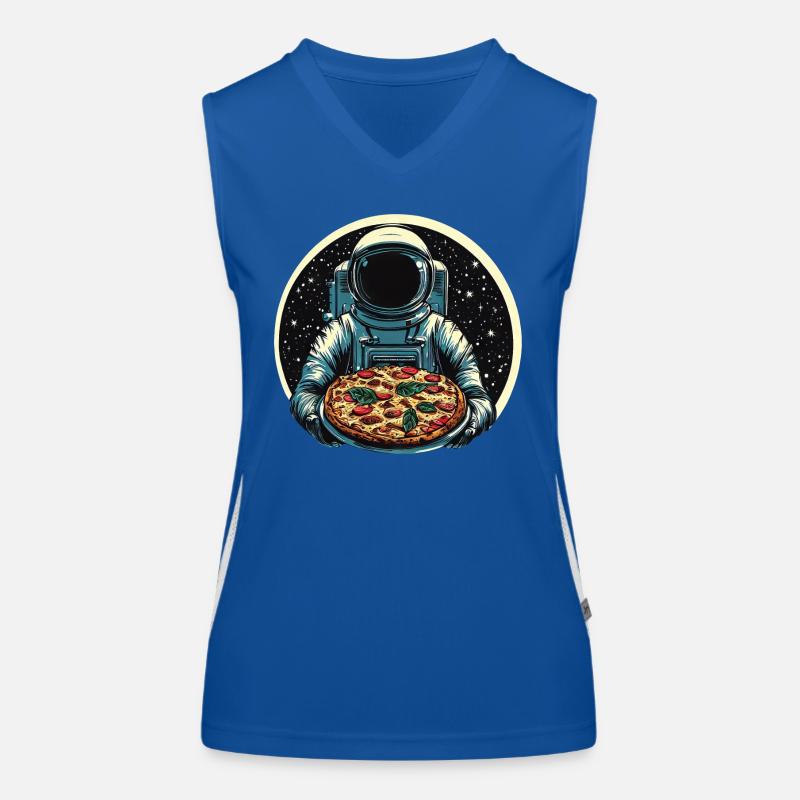 Astronaute avec un design d’espace de pizza salami Débardeur respirant contrasté Femme