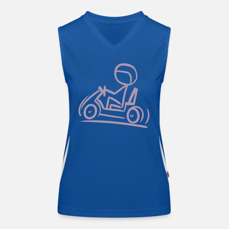 Go-Kart Silhouette Stick Figure Line Drawing Women's Functional Contrast Tank Top