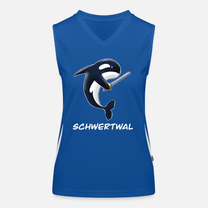 Schwertwal Orka mit Schwert in der Flosse Funktionelles Kontrast-Tank Top für Frauen