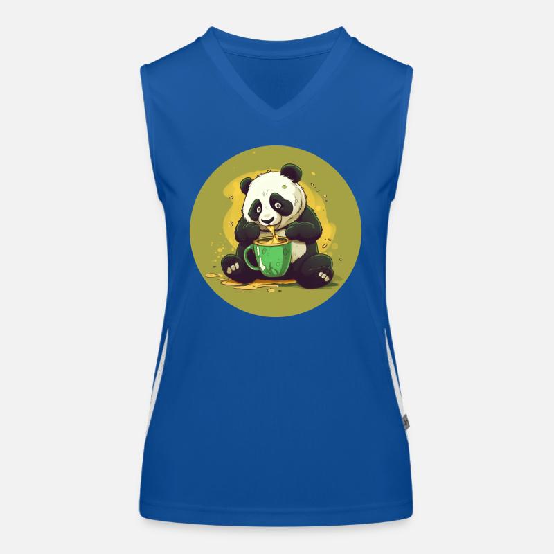Panda with coffee and sugar shock Women's Functional Contrast Tank Top